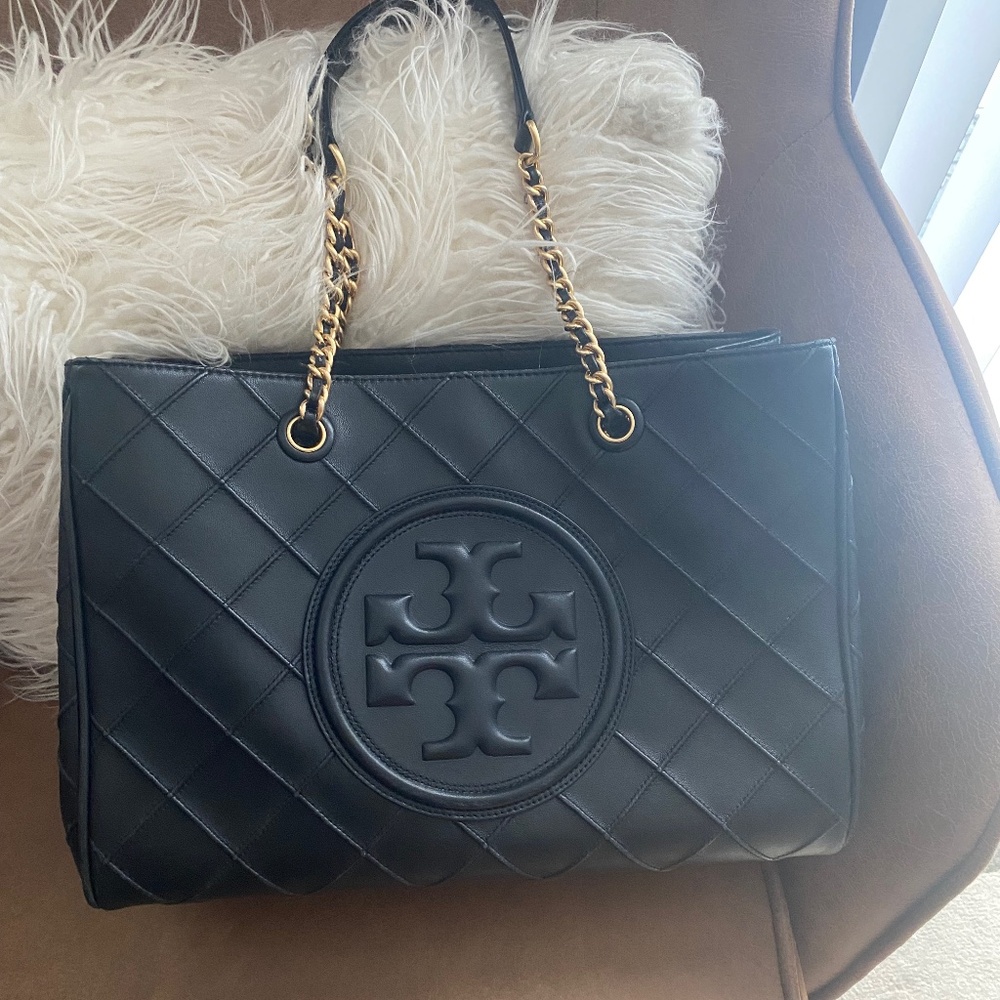 Tory Burch Black Leather Tote Bag
